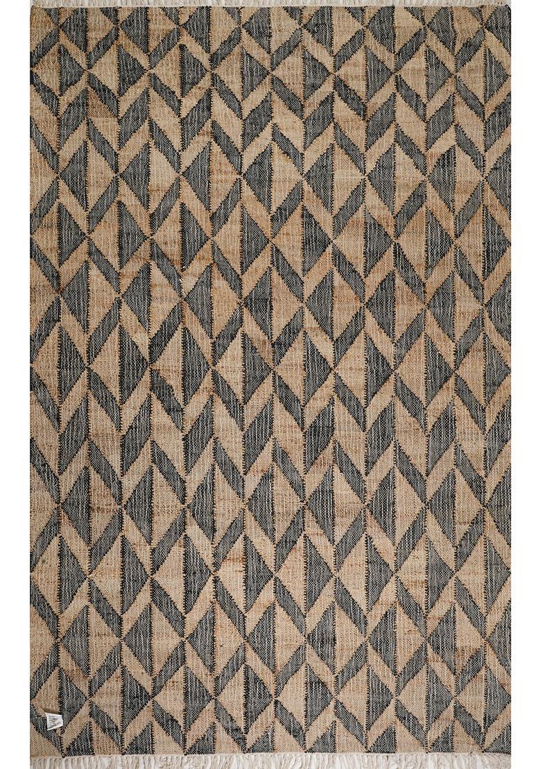 Saffron Rugs Flat Woven Tan Chevron Modern Rectangular Wool Area Rug - Indya