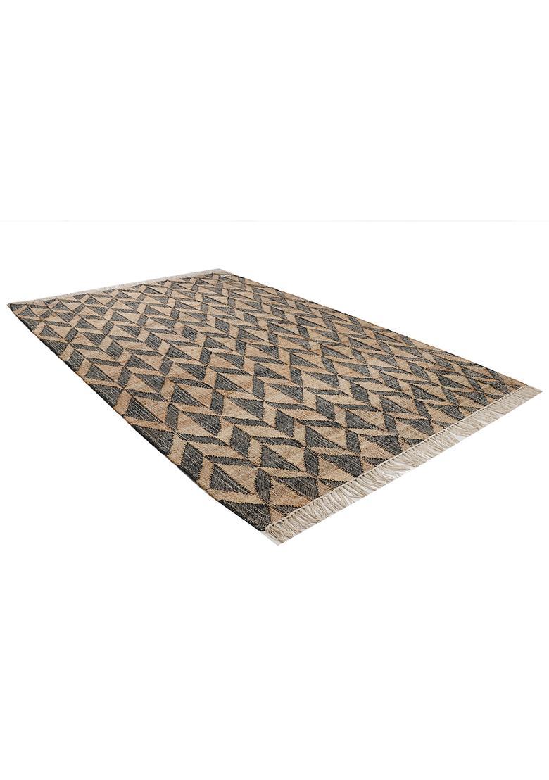 Saffron Rugs Flat Woven Tan Chevron Modern Rectangular Wool Area Rug - Indya