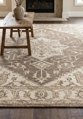 Saffron Rugs Flat Woven Tan Geometric Bohemian Rectangular Wool Area Rug