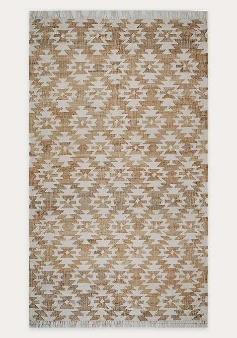Jute Wool Handmade Ivory Rug | Bohemian Geometric Carpet For Living Room