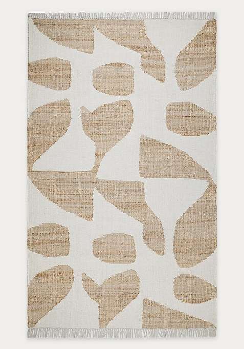 Jute Wool Handmade Ivory Rug | Mid Century Modern Geometric Carpet For Living Room