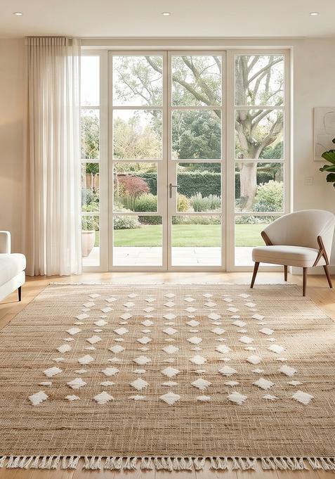 Saffron Rugs Flat Woven Tan Geometric Moroccan Rectangular Wool Area Rug