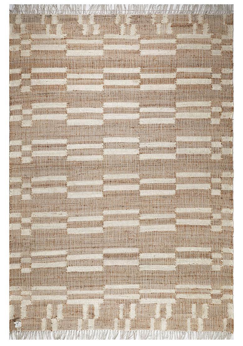 Saffron Rugs Flat Woven Tan Geometric Contemporary Rectangular Wool Area Rug - Indya