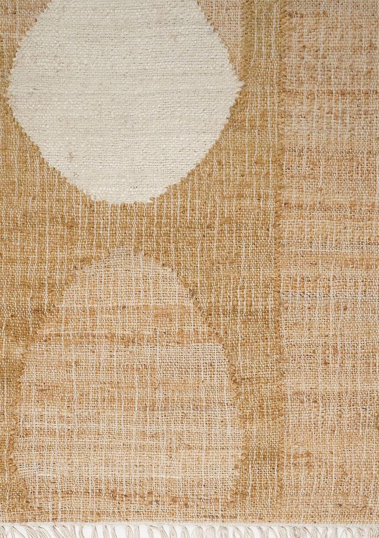 Saffron Rugs Flat Woven Tan Geometric Mid-Century Modern Rectangular Wool Area Rug - Indya