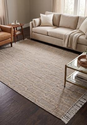 Saffron Rugs Flat Woven Grey Beige Geometric Transitional Rectangular Wool Area Rug