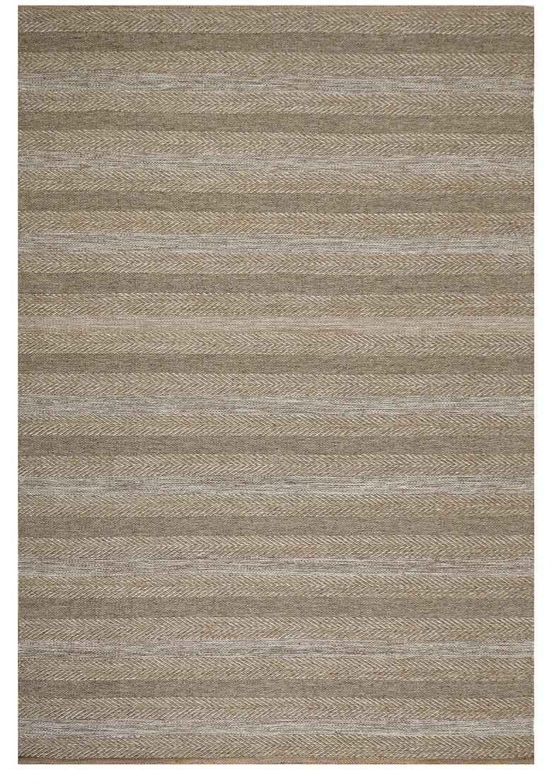 Saffron Rugs Flat Woven Beige Striped Transitional Rectangular Wool Area Rug - Indya