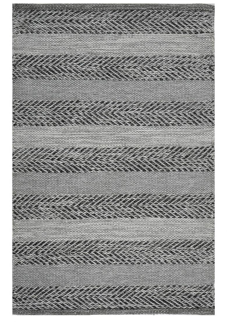 Saffron Rugs Flat Woven Grey Herringbone Transitional Rectangular Wool Area Rug - Indya