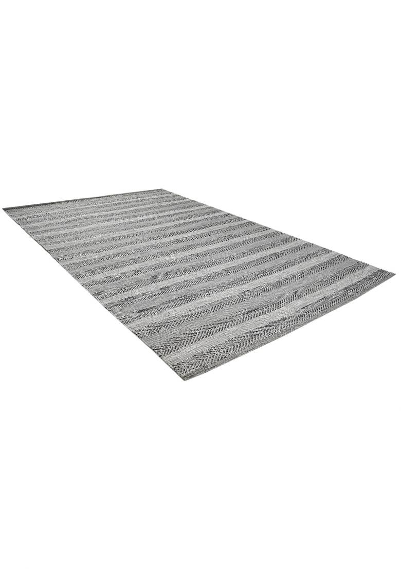 Saffron Rugs Flat Woven Grey Herringbone Transitional Rectangular Wool Area Rug - Indya