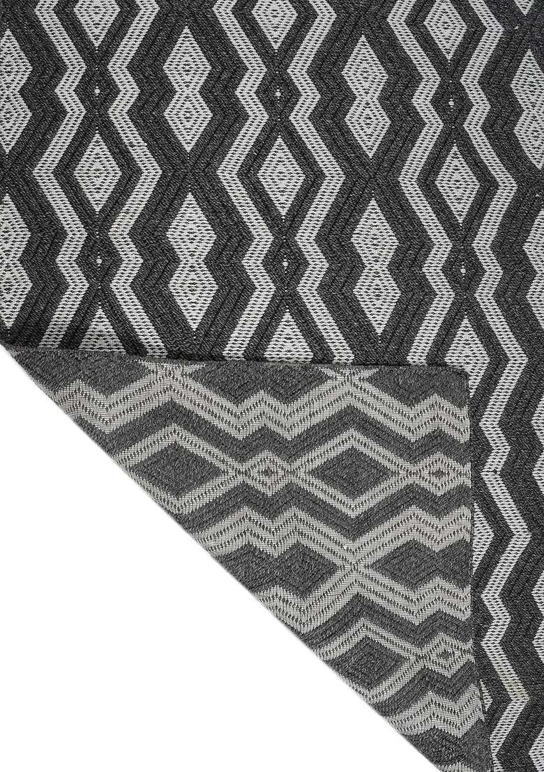 Handmade Charcoal Black Rug | Contemporary Geometric Carpet For Living Room - Indya