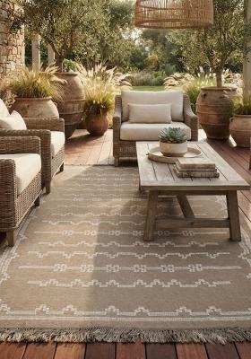 Saffron Rugs Flat Woven Tan Beige Geometric Boho Rectangular Wool Area Rug