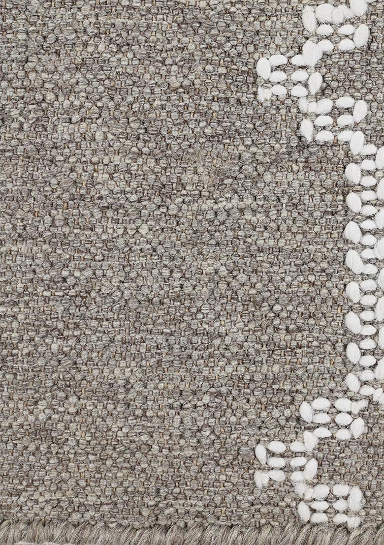 Saffron Rugs Flat Woven Grey Geometric Bohemian Rectangular Wool Area Rug - Indya
