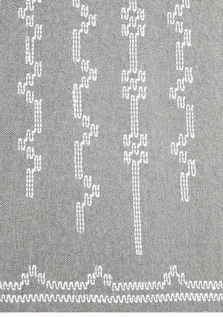 Saffron Rugs Flat Woven Grey Geometric Bohemian Rectangular Wool Area Rug - Indya