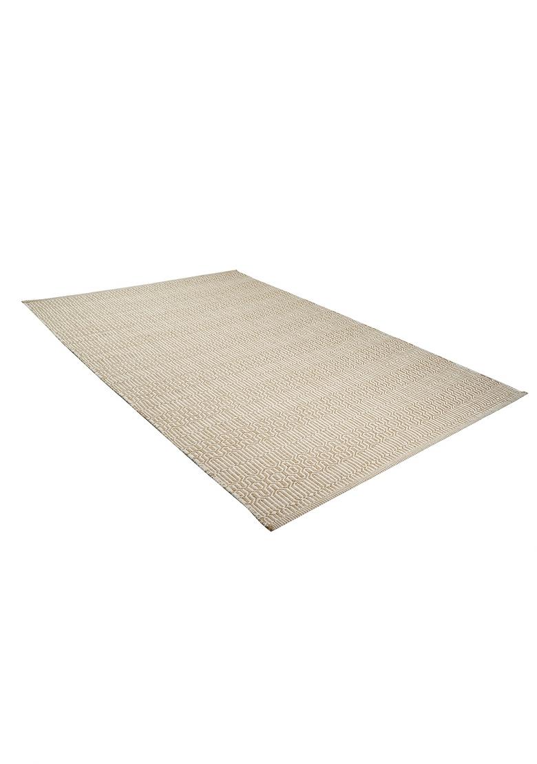 Saffron Rugs Flat Woven Beige Geometric Contemporary Rectangular Wool Area Rug - Indya