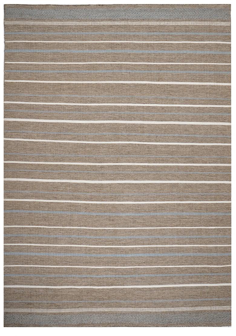 Saffron Rugs Flat Woven Brown Striped Transitional Rectangular Wool Area Rug - Indya