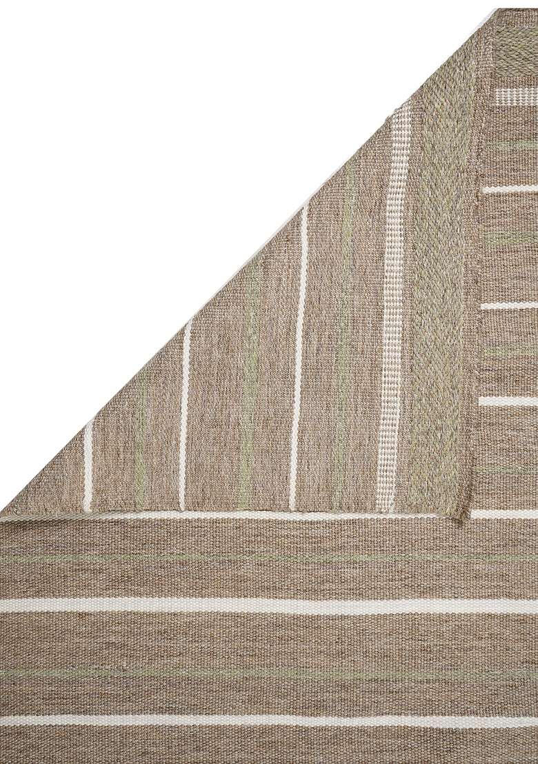 Handmade Tan Rug | Casual Striped Carpet For Living Room - Indya