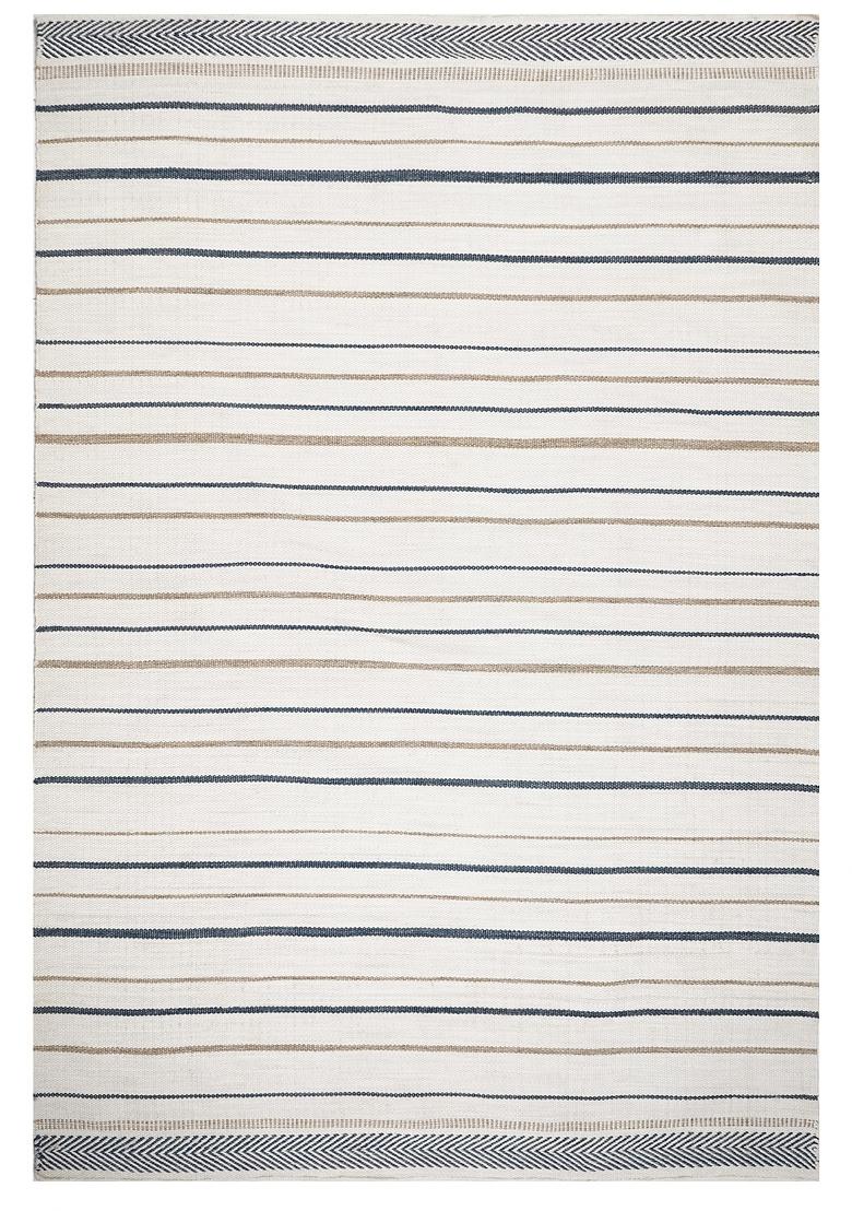 Saffron Rugs Flat Woven Ivory Striped Coastal Rectangular Wool Area Rug - Indya