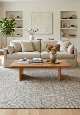 Saffron Rugs Flat Woven Grey Solid Contemporary Rectangular Wool Area Rug