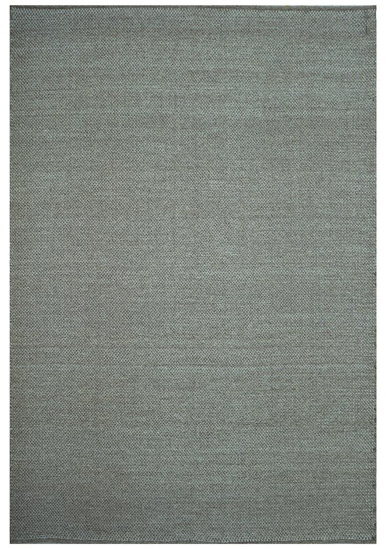 Saffron Rugs Flat Woven Grey Solid Contemporary Rectangular Wool Area Rug - Indya