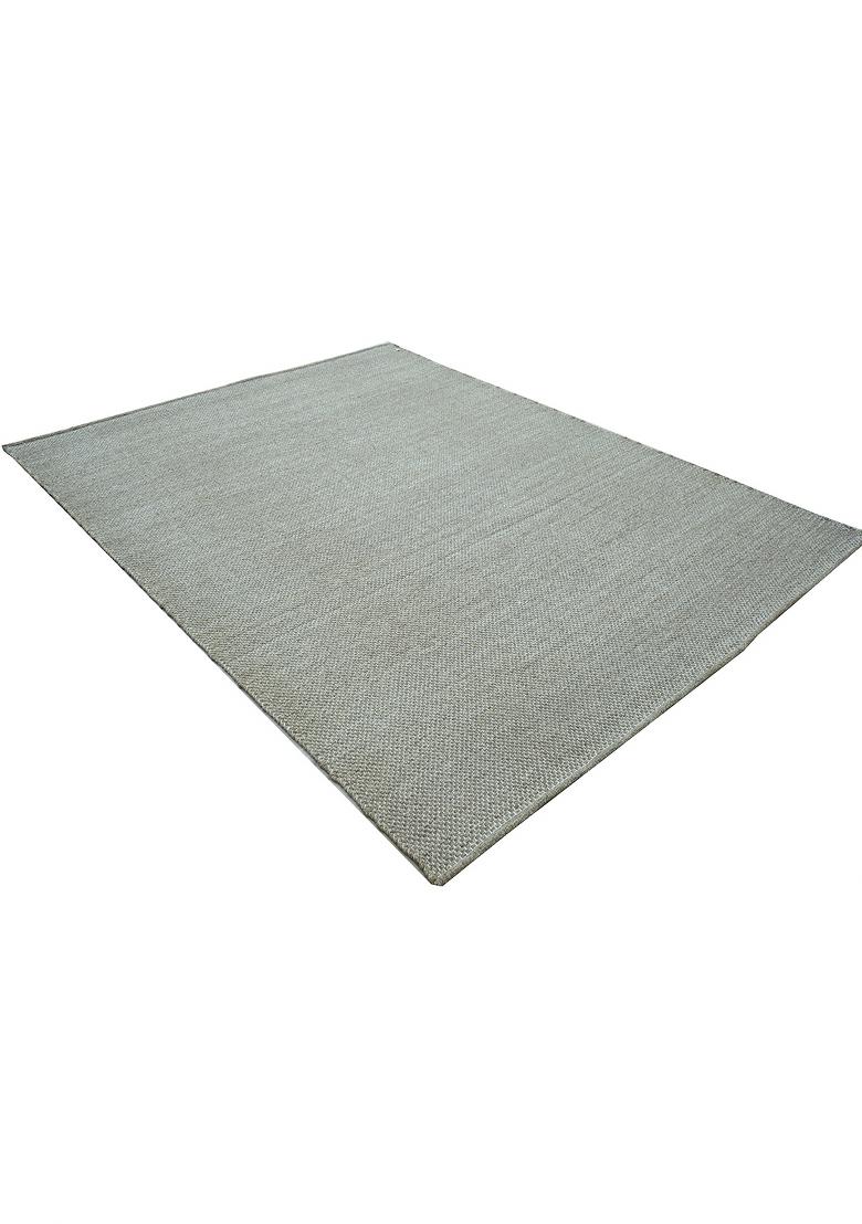 Saffron Rugs Flat Woven Grey Solid Contemporary Rectangular Wool Area Rug - Indya