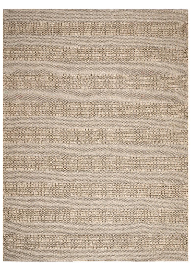Saffron Rugs Flat Woven Beige Striped Transitional Rectangular Wool Area Rug - Indya