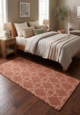 Saffron Rugs Flat Woven Terracotta Trellis Moroccan Rectangular Wool Area Rug