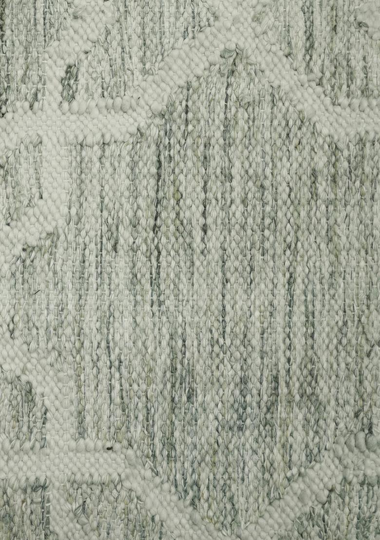 Saffron Rugs Flat Woven Sage Green Trellis Moroccan Rectangular Wool Area Rug - Indya