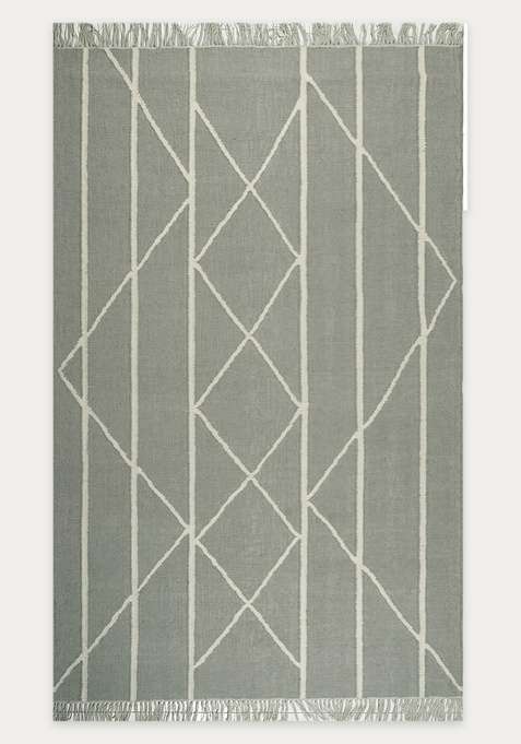 100% Wool Handmade Grey Rug | Moroccan Geometric Flat Weave Reversible Carpet For Living Room