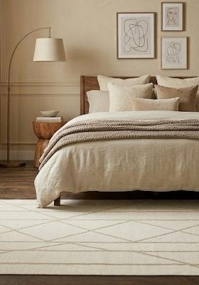 Saffron Rugs Flat Woven Ivory Cream Geometric Moroccan Rectangular Wool Area Rug