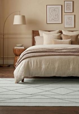 Saffron Rugs Flat Woven Sage Green Geometric Moroccan Rectangular Wool Area Rug