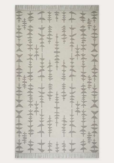 100% Wool Handmade Ivory Grey Rug | Bohemian Geometric Flat Weave Reversible Carpet For Living Room