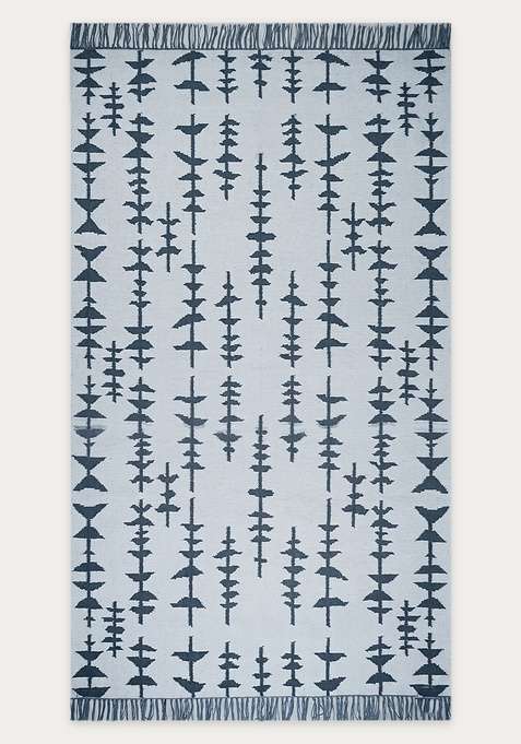 100% Wool Handmade Light Blue Grey Rug | Bohemian Geometric Flat Weave Reversible Carpet For Living Room