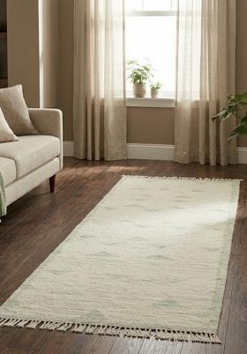 Saffron Rugs Flat Woven Ivory Geometric Bohemian Rectangular Wool Area Rug