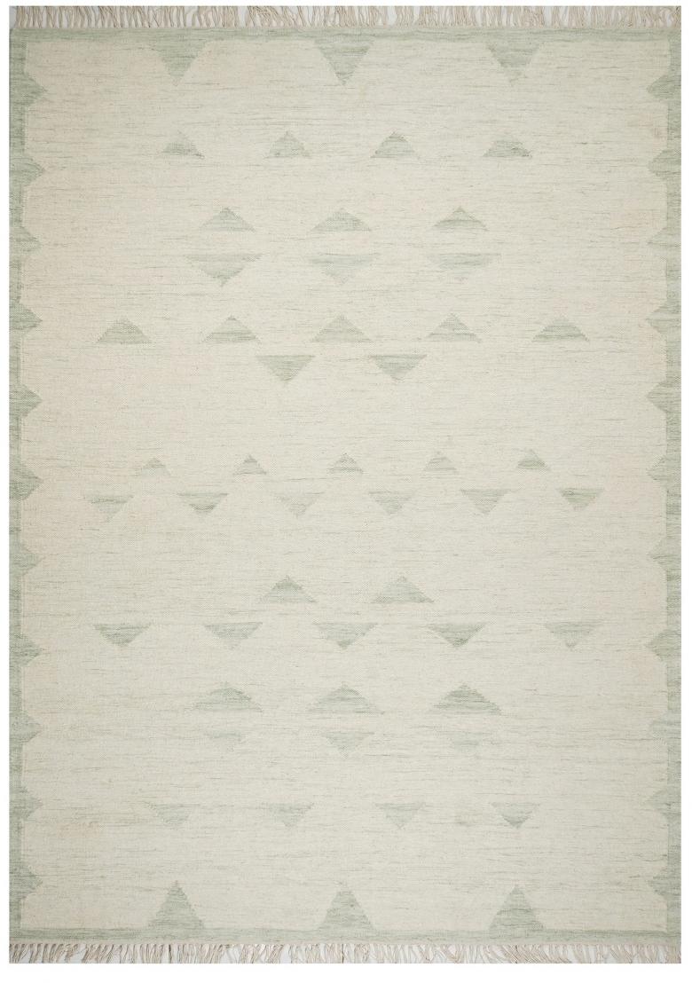 Saffron Rugs Flat Woven Ivory Geometric Bohemian Rectangular Wool Area Rug - Indya