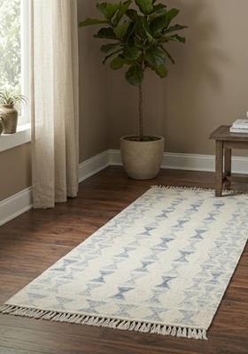 Saffron Rugs Flat Woven Ivory  Bohemian Rectangular Wool Area Rug