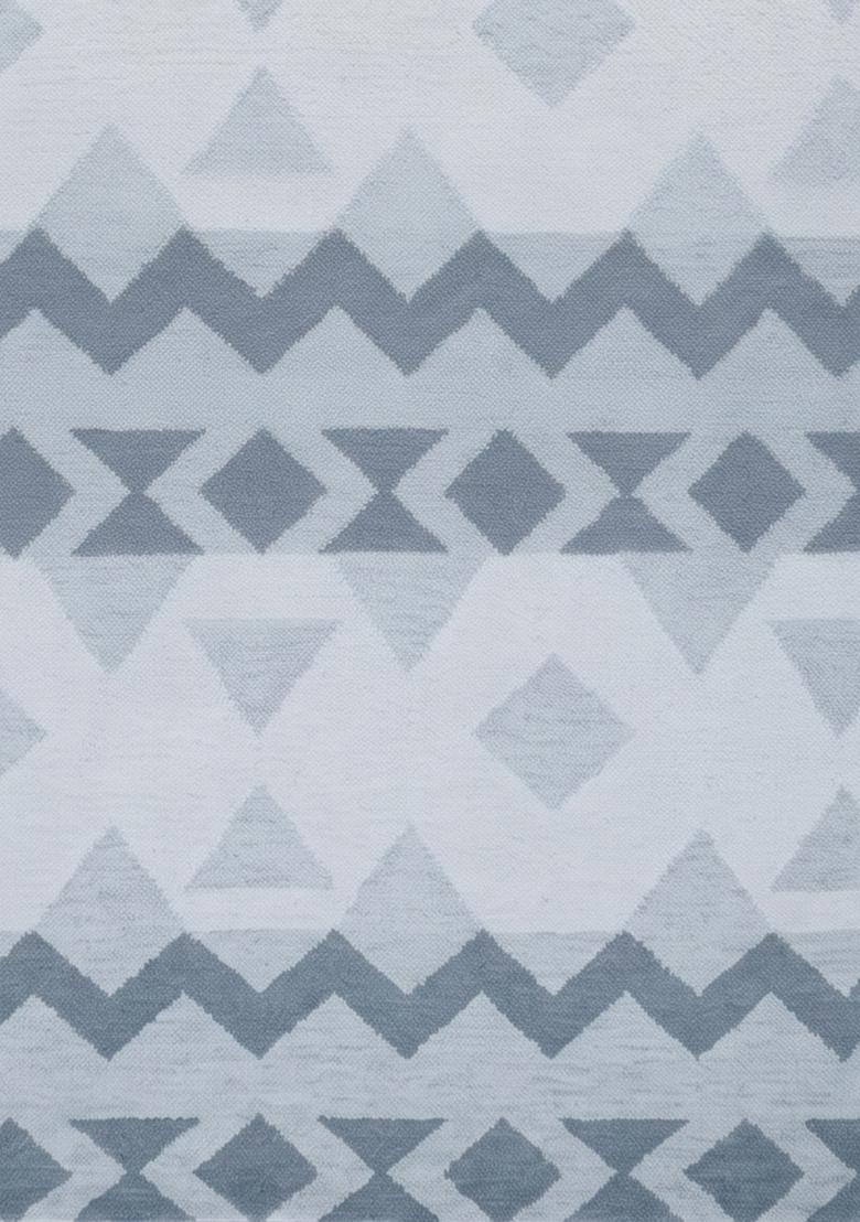 Saffron Rugs Flat Woven Light Blue Grey  Bohemian Rectangular Wool Area Rug - Indya