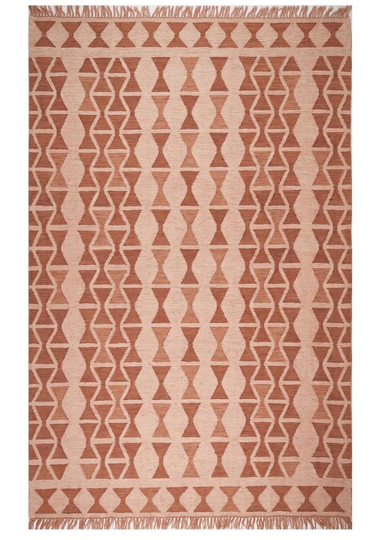 Saffron Rugs Flat Woven Terracotta  Moroccan Rectangular Wool Area Rug - Indya