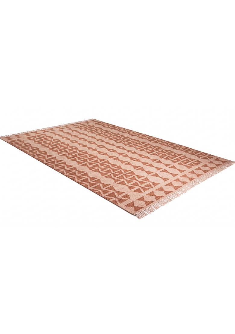 Saffron Rugs Flat Woven Terracotta  Moroccan Rectangular Wool Area Rug - Indya