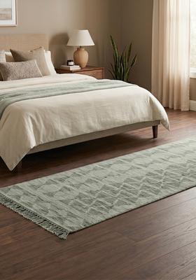Saffron Rugs Flat Woven Sage Green  Moroccan Rectangular Wool Area Rug