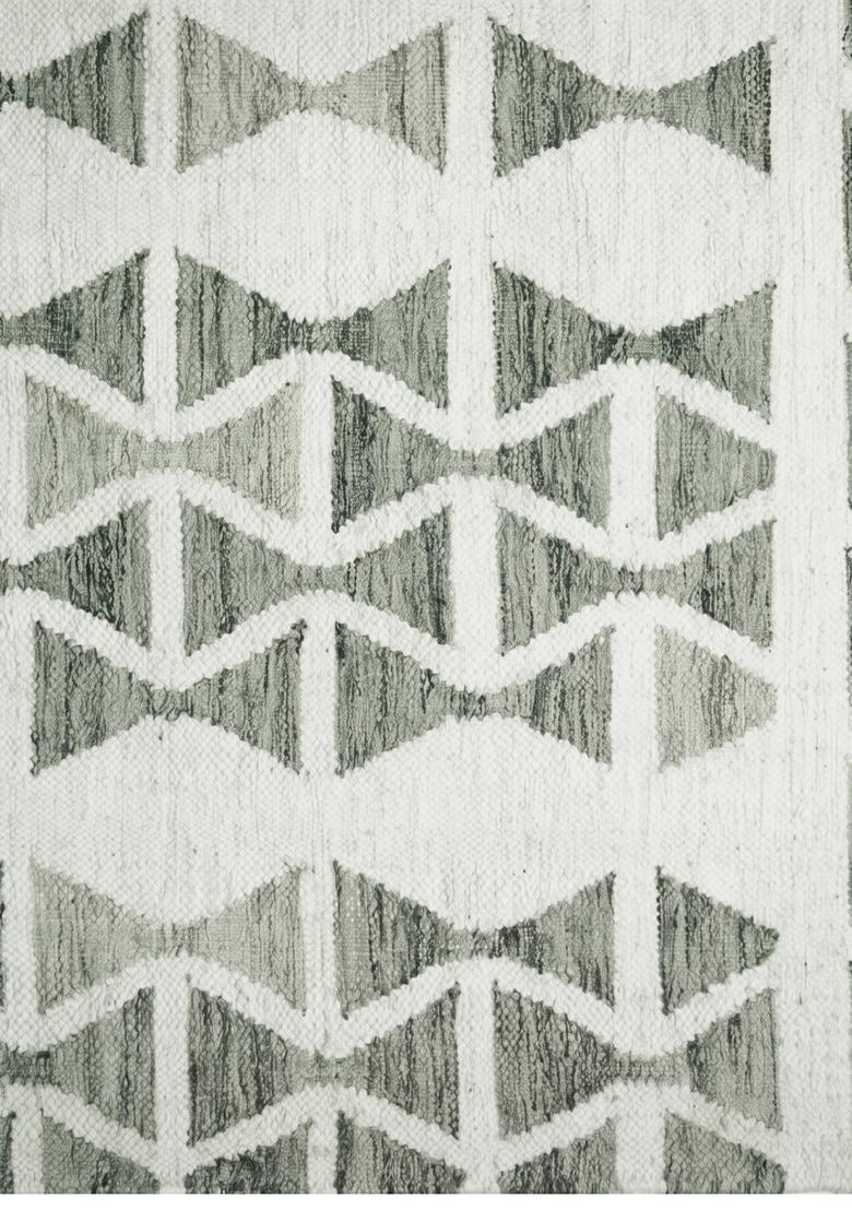 Saffron Rugs Flat Woven Sage Green  Moroccan Rectangular Wool Area Rug - Indya