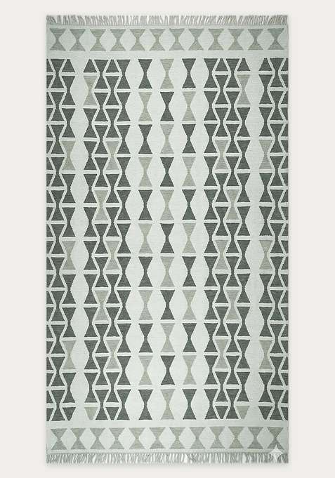 100% Wool Handmade Sage Green Rug | Moroccan Moroccan Flat Weave Reversible Carpet For Living Room