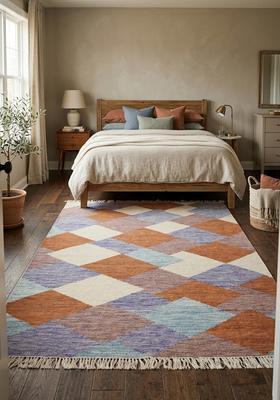 Saffron Rugs Flat Woven Multicolor  Bohemian Rectangular Wool Area Rug