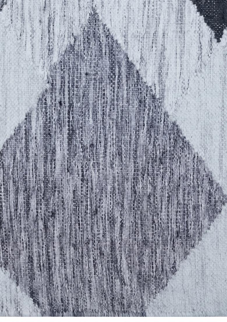 Saffron Rugs Flat Woven Blue Grey  Bohemian Rectangular Wool Area Rug - Indya