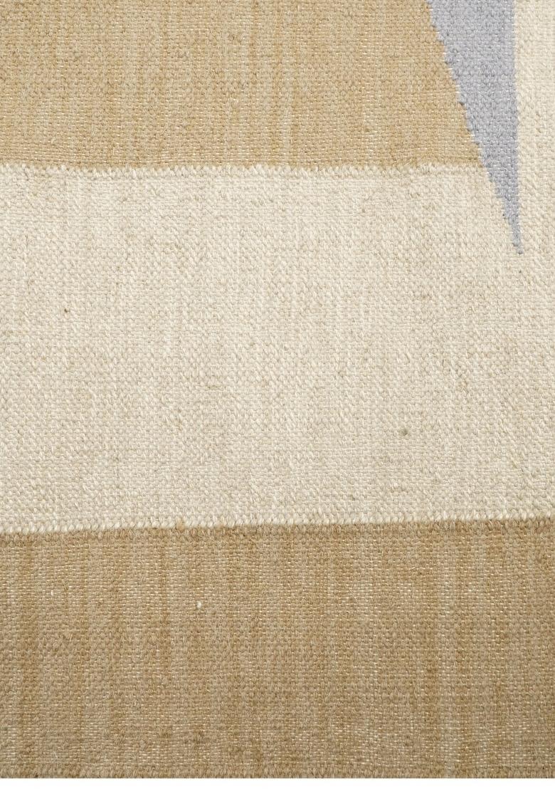 Saffron Rugs Flat Woven Beige and Navy Geometric Contemporary Rectangular Wool Area Rug - Indya