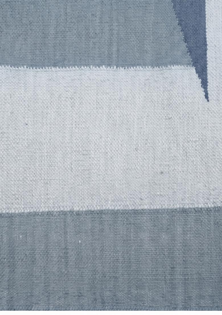 Saffron Rugs Flat Woven Light Blue Geometric Contemporary Rectangular Wool Area Rug - Indya