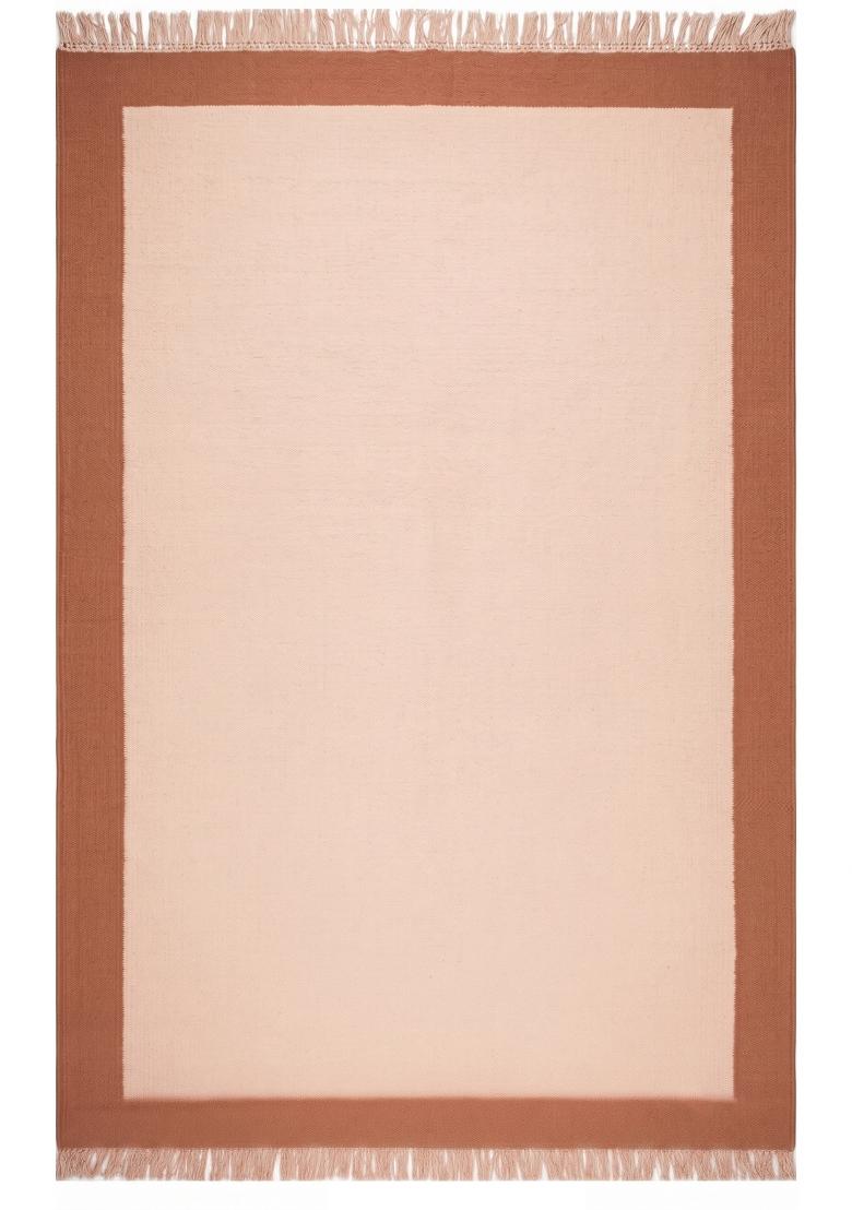 Saffron Rugs Flat Woven Blush Pink Solid Minimalist Rectangular Wool Area Rug - Indya