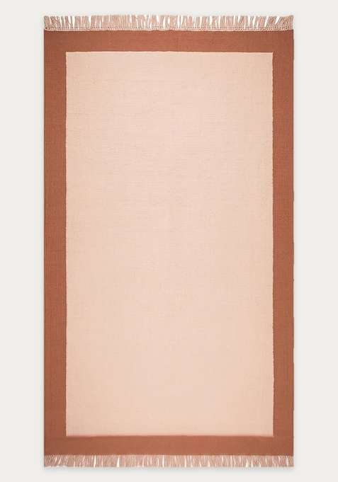 100% Wool Handmade Blush Pink Rug | Minimalist Solid Flat Weave Reversible Carpet For Living Room