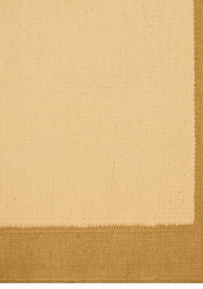 Saffron Rugs Flat Woven Gold Beige Solid Minimalist Rectangular Wool Area Rug - Indya