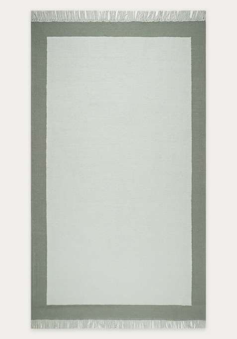 100% Wool Handmade Sage Green Rug | Minimalist Solid Flat Weave Reversible Carpet For Living Room