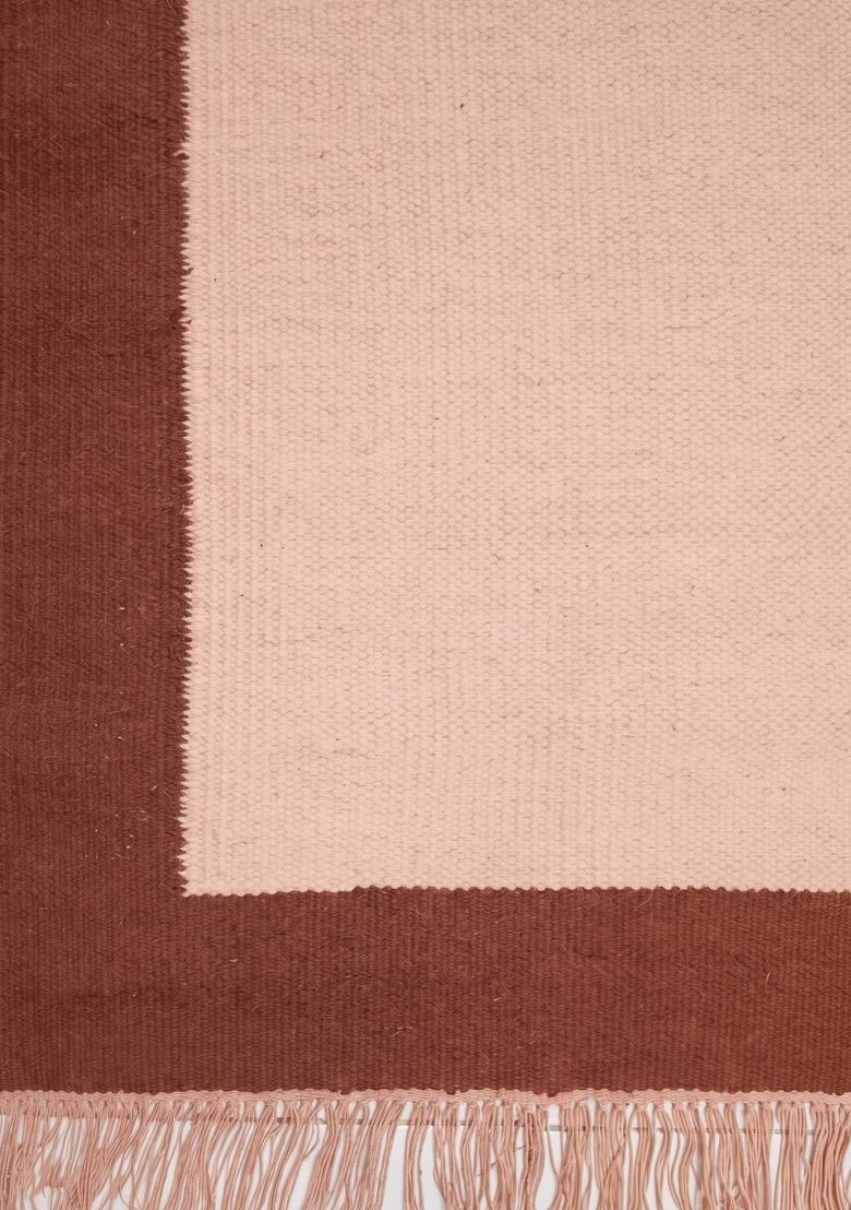 Saffron Rugs Flat Woven Blush Pink Geometric Coastal Rectangular Wool Area Rug - Indya