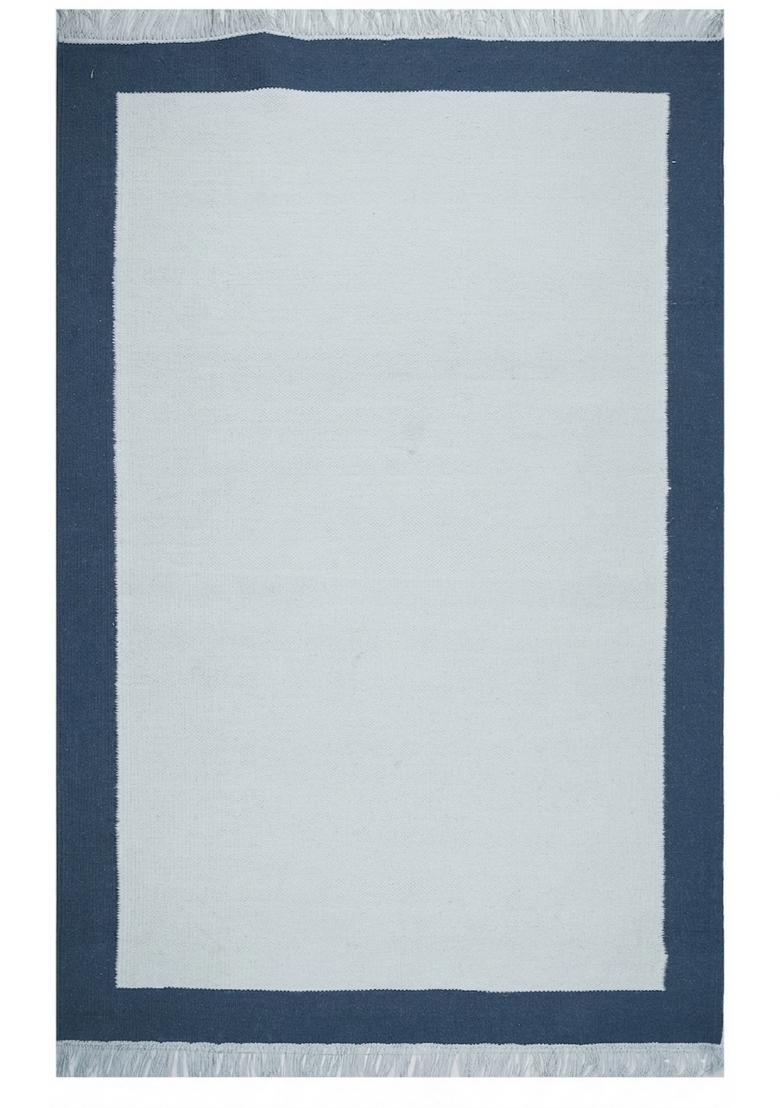 Saffron Rugs Flat Woven Light Blue Geometric Coastal Rectangular Wool Area Rug - Indya